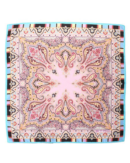 Shop ETRO  Pochette: Etro silk pocket handkerchief.
Archival Paisley print embellished with a harlequin ornate border.
Dimensions: 45x45cm.
Composition: 100% silk.
Made in Italy.. 1T199 8903-0652